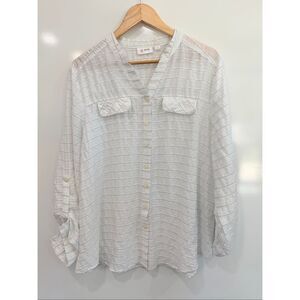 Erin Tencel Linen Button Down Shirt‎ XL Metallic